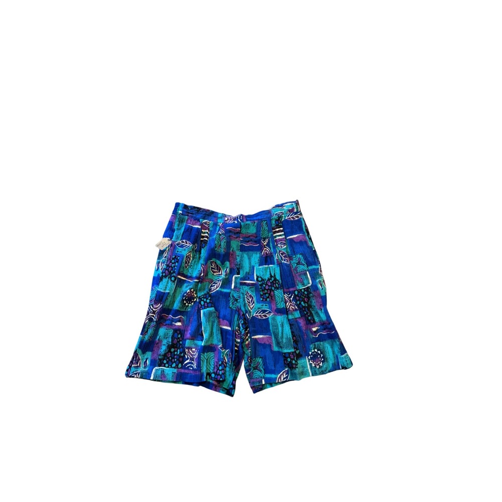 Vintage Jessica Scott Abstract Geometric Print High Waist Shorts Blue Purple L